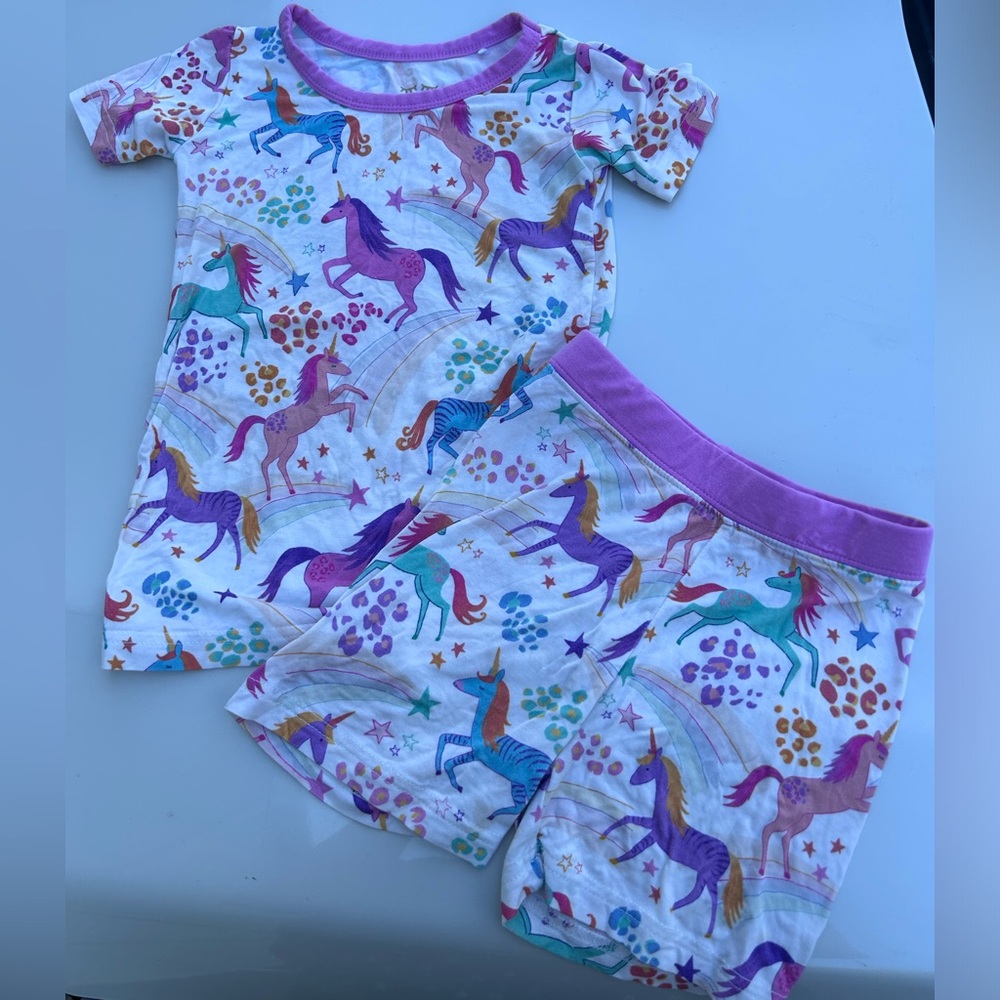Little sleepies unicorn magic bamboo pajama set 2 piece pjs rainbow toddler girl